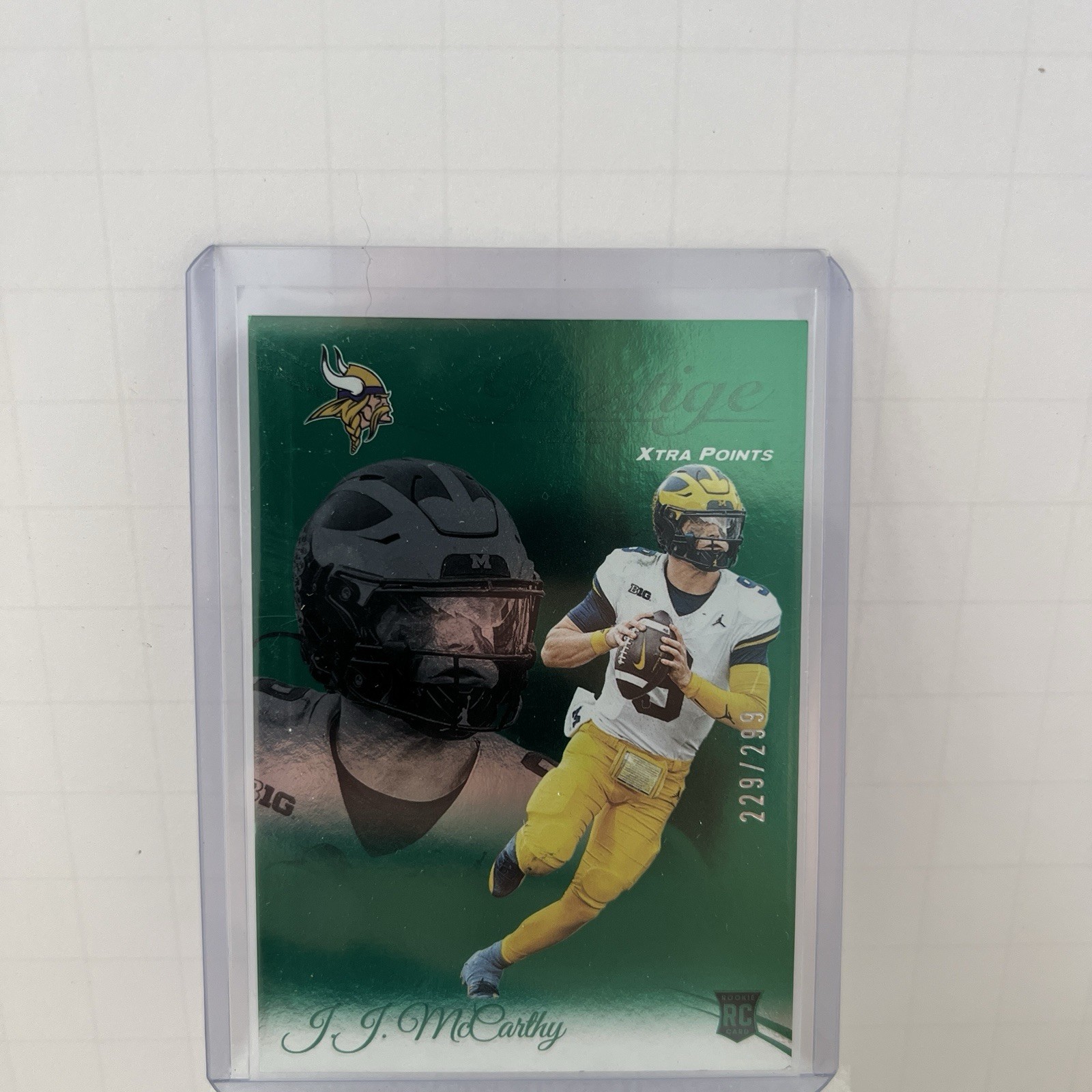 2024 Panini Prestige - Rookies J.J. McCarthy #311 Xtra Points Green /299 (RC)