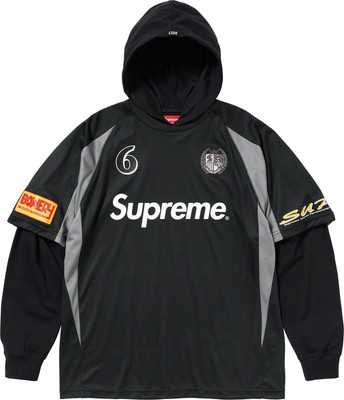 ⚽️ Supreme Hooded Soccer Football Jersey Black - Size XL - BRAND