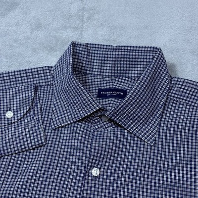 Proper Cloth Button Shirt Mens 16.5-34.5 Large Navy Seersucker Dadcore Normcore