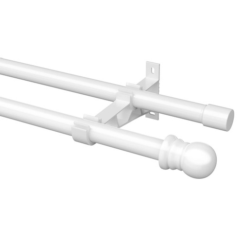 Exclusive Home Bastone Per Tende Regolabile 167-304 Cm, Bianco Opaco, Con Punte In Corda Di Rattan - Fino A 11 Kg