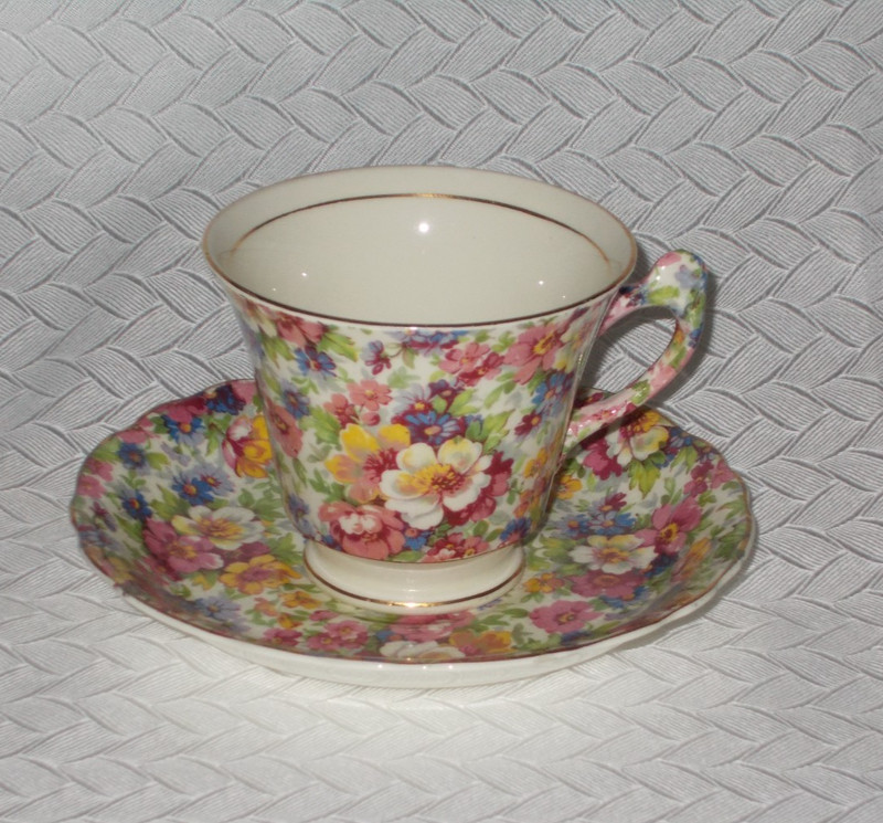 Vintage James Kent Chintz Cup and Saucer/ Dubarry