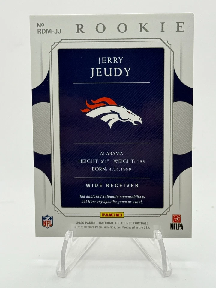 2020 Panini National Treasures #RDM-JJ Jerry Jeudy Dual Patch /25 RC - Image 2 of 2
