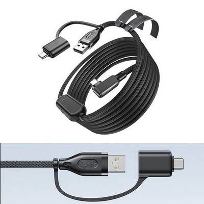 5m Dual Connector USB-A USB-C Link Cable For Quest3/3S/2/Pro/Pico4 VR Glasses