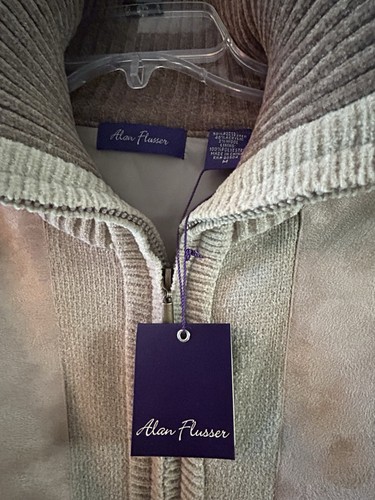 Alan Flusser Men's Size MTan Full Zip Jacket Elbow Patch Wool Blend NWT - Picture 2 of 10