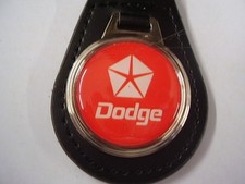 Dodge  Vintage 60s Red  Logo  Key Chain  Leather Fob