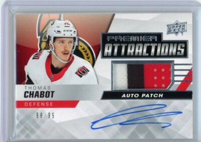 2020-21 Upper Deck Premier Hockey Jersey Relic Autograph Patch Thomas Chabot /99
