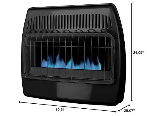 30,000 BTU Blue Flame Thermostatic Garage Vent Free Wall Heater, Black