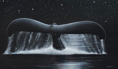 Wyland Sea of Stars whale fluke night sky HAND SIGNED #d