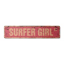 SURFER GIRL Vintage Street Sign Metal Plastic surfing surf board wax surf'in