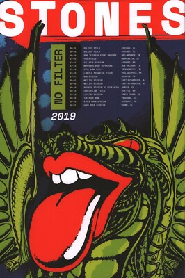 ROLLING STONES 2019 NO FILTER TOUR MIAMI, FLA. VIP LITHO POSTER