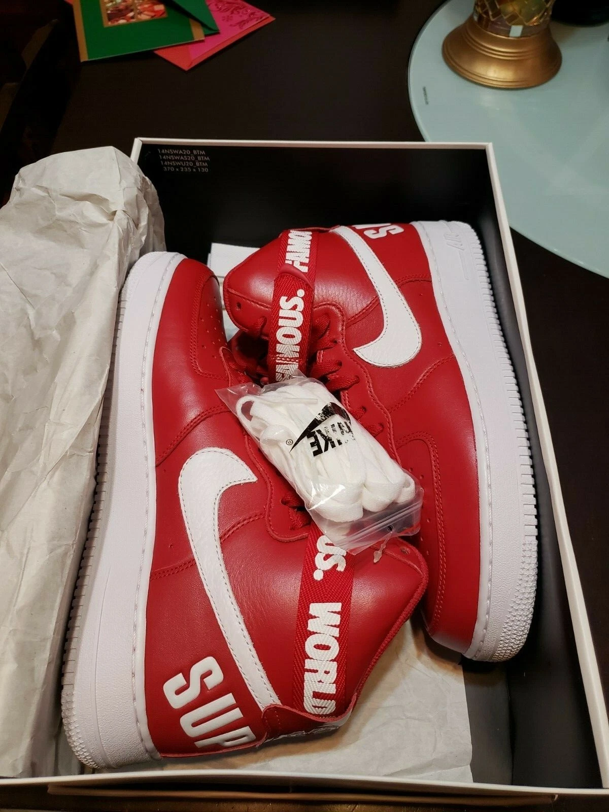 SUPREME X NIKE AIR FORCE 1 HIGH SP ROUGE CÉLÈBRE TAILLE 10,5