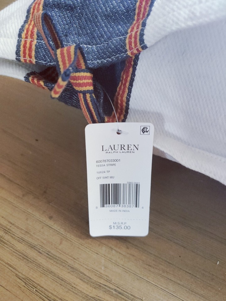 Lauren Ralph Lauren Tessa Stripe Throw Pillow 16 x 24 NWT 135 eBay