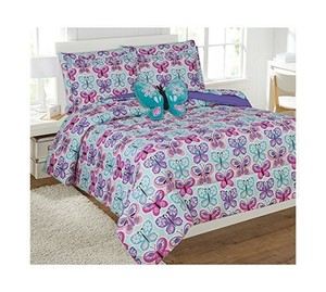 light blue and pink comforter