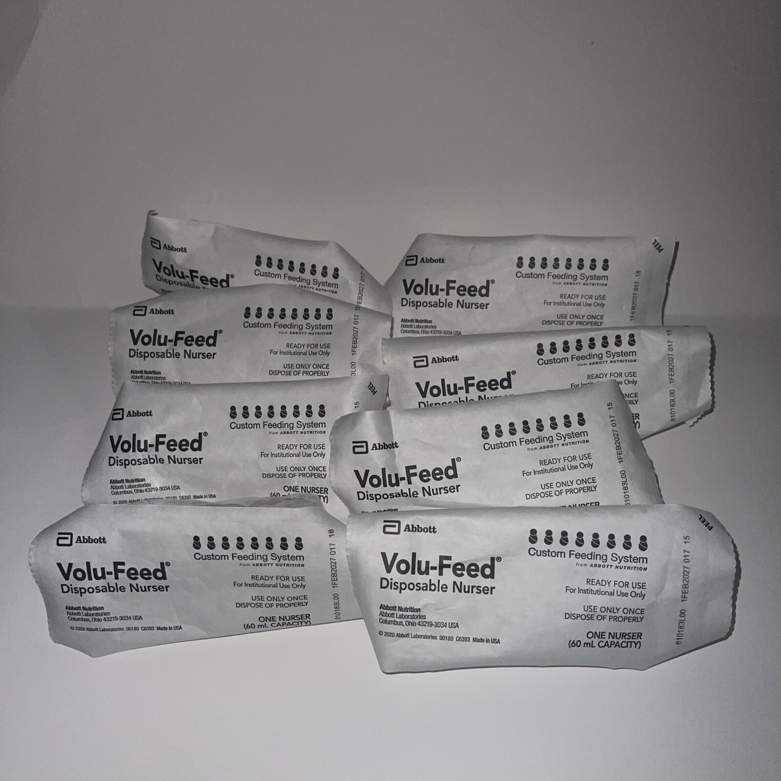 Volu-Feed Plastic Disposable Nurser 60mL by Abbott Nutrition - Lot of 8