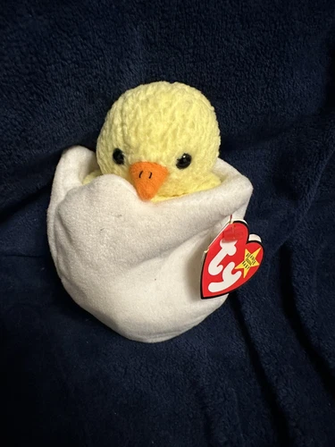 Vintage Retired 1999 New TY Beanie Baby EGGBERT the Egg & Baby Chick MWMT
