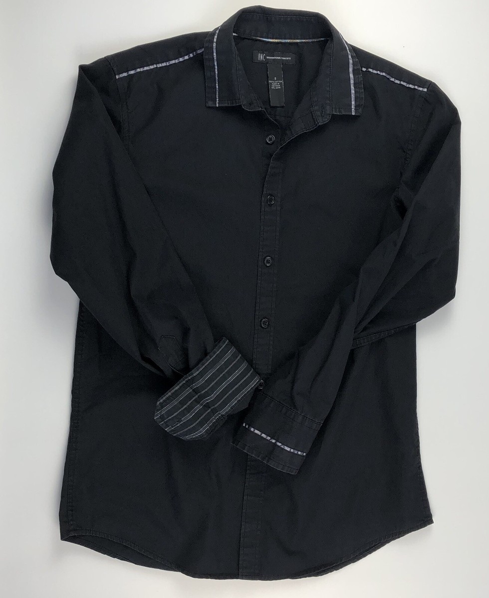 INC International Concepts Men’s Long Sleeve Shirt Small Black Button Up