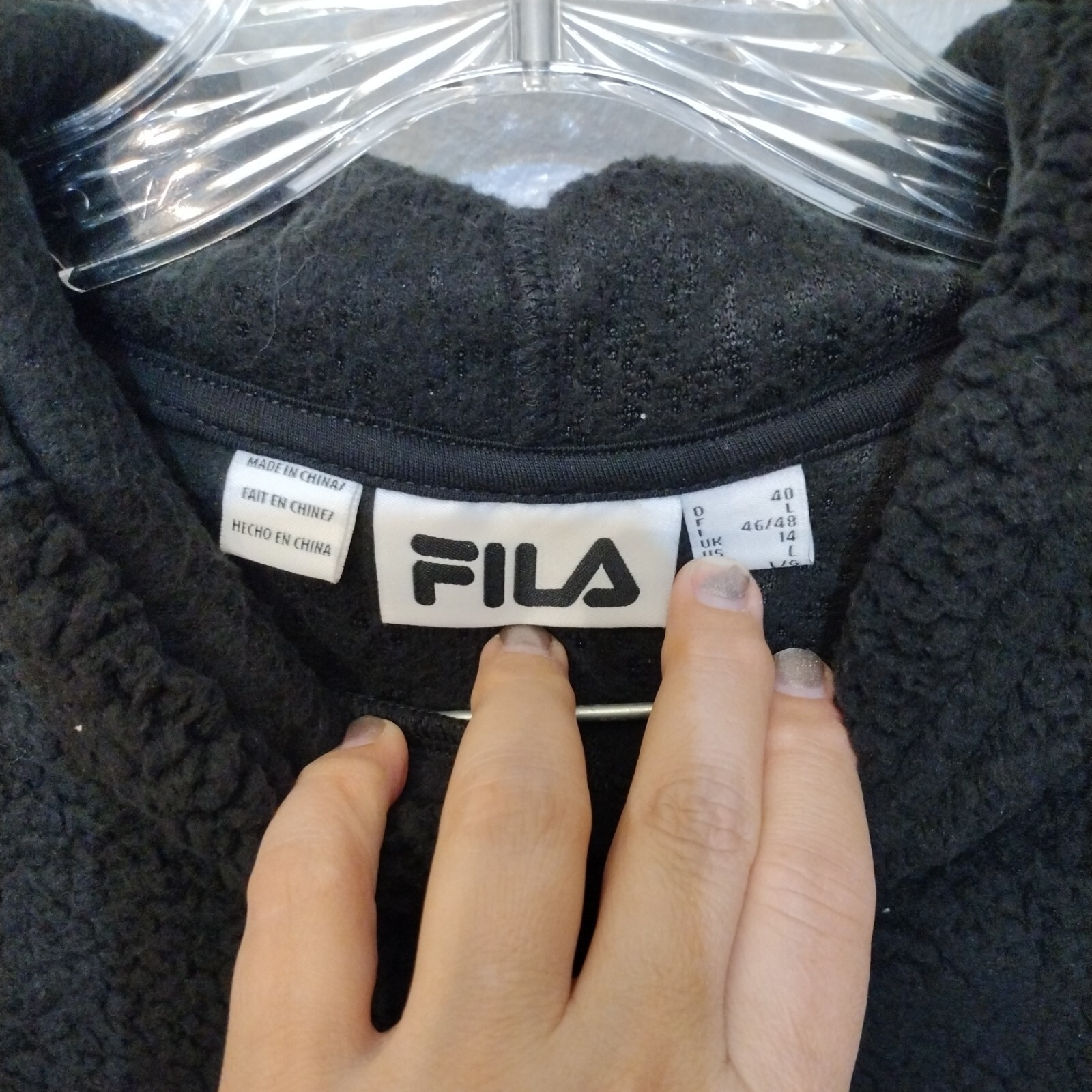 Felpa con cappuccio Fila pile donna taglia grande logo manica lunga calda morbida activewear