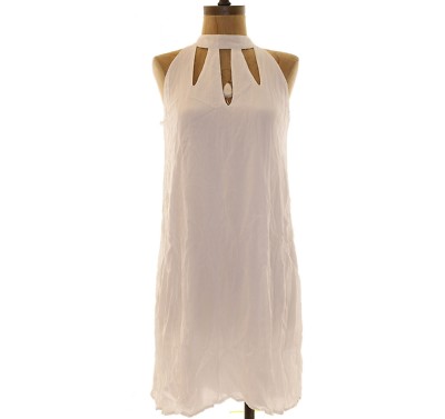 Love Fire Juniors Shift Dress S White High Neck Cutout Cotton Gauze EUC  B55