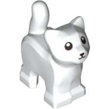 LEGO Gato Bebé Gatito Blanco De Pie con Boca Negra NUEVO Original LEGO 80686pb01