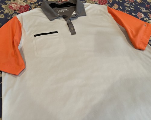 NIKE GOLF TOUR PERFORMANCE DRI FIT Mens Polo Shirt XL 2 Tone Gray Beige Orange - Picture 4 of 10