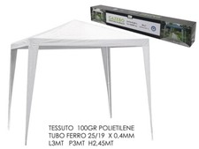 Gazebo 3x3 m in acciaio con telo in polietilene bianco 