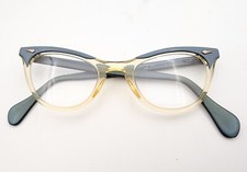 Vintage Cat Eye American Optical Blue/Clear 44-20 Eyeglasses 5 1/2 Frame Only