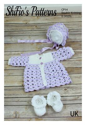 Häkelanleitung für Babys Jacke, Mütze und Stiefeletten, 0-3 Monate, UK-Bedingungen CP14