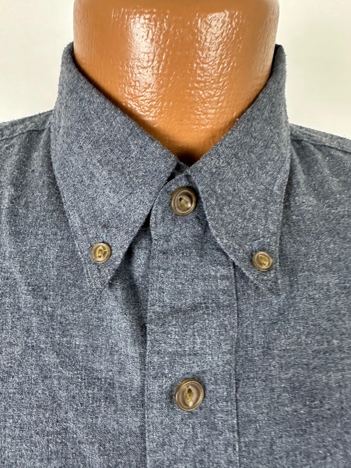 Camisa de Trabajo De Colección Años 90 Bugle Boy Hombres L Azul Marino Manga Larga Con Botones Mínima Retro Foto 3 de 4