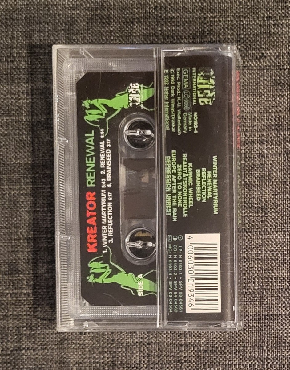 KREATOR 'Renewal' Cassette Tape 1st Press Green and Red Color ARE