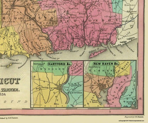 Historic State Map - Connecticut - Tanner 1834 - 27.75 x 23 - Vintage Wall Art - 第 3/20 張圖片
