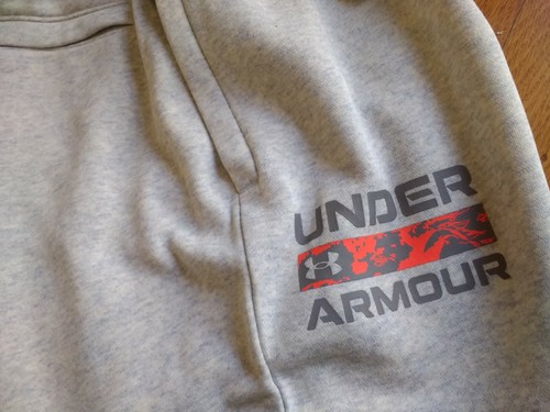NWT, Under Armour Men's Rival Fleece Sweatpants Joggers, Ribbed Ankle, Halo Gray - Picture 8 of 12