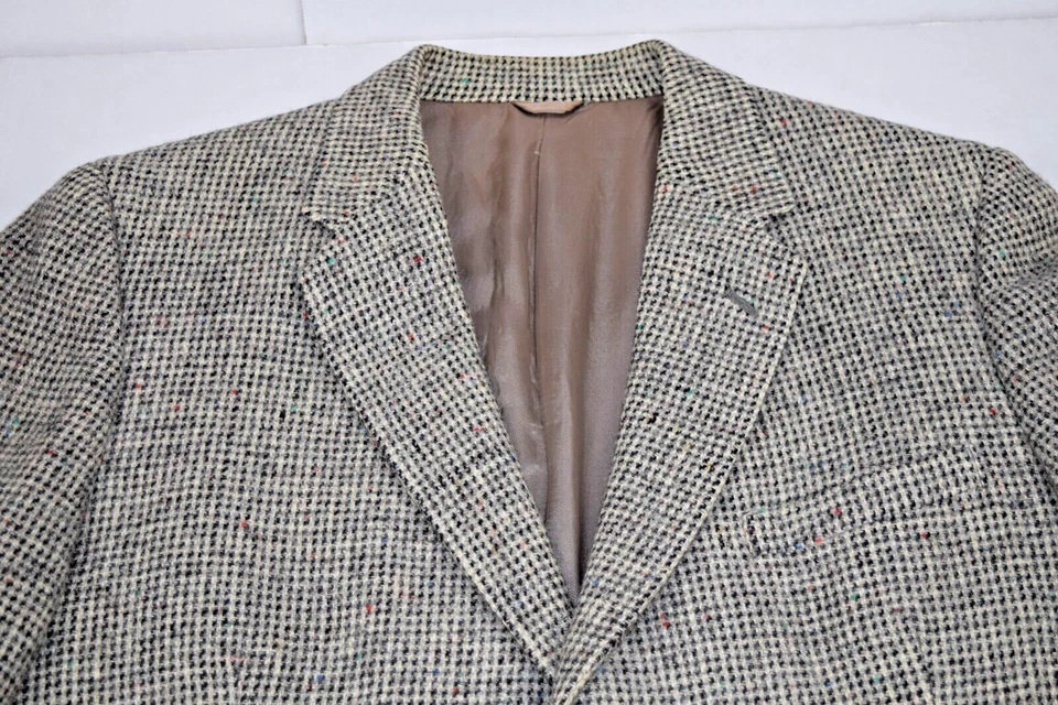Blazer Abrigo Deportivo Harris Tweed De Colección Talla 40R Años 40 Pata de Gallo Donegal Beige Reino Unido Foto 3 de 4
