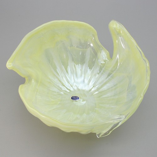 Vtg Murano 12" Diameter Swirl Glass Lavorazione Arte Sculpture Bowl Yellow Italy - Picture 4 of 12