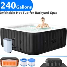 SUNYRISY Hot Tub 6 Person Inflatable Hot Tub 130 Bubble Jets &Heater Pump Filter
