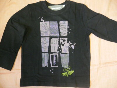 3 POMMES JUNGEN LA-SHIRT schwarz Gr. 4A/104-12A/152