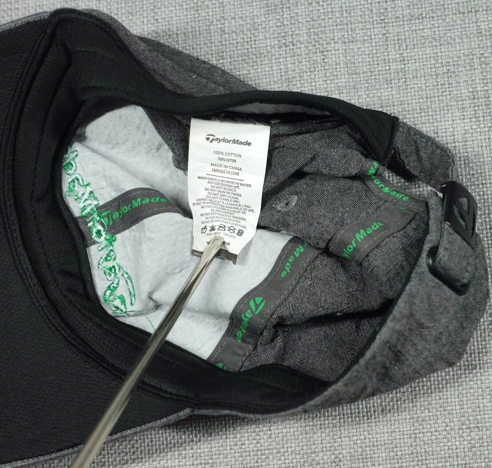 TaylorMade Golf Hat Unisex Mens Adult Adjustable Strap Gray Performance Preppy