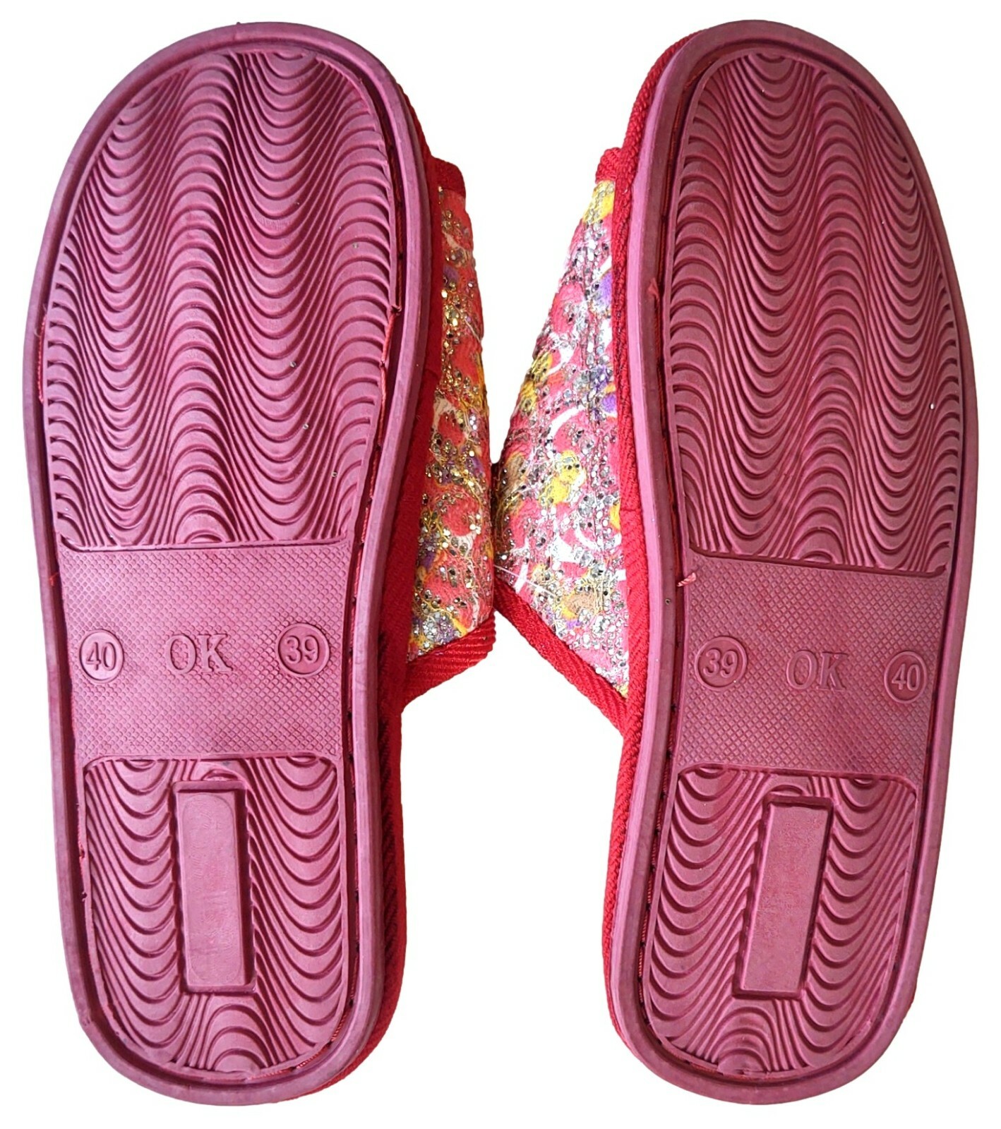 SAOLA Scarpa pantofola rossa ricamata floreale con suola in gomma