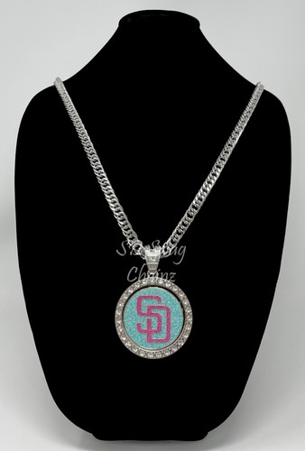 San Diego Padres City Connect Swag Chain - 2.5 & 4 Inch Silver Spinning Necklace - Picture 4 of 14