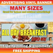 BREAKFAST ALL DAY Advertising Banner Vinyl Mesh Sign Bar Cafe Restaurant Food
