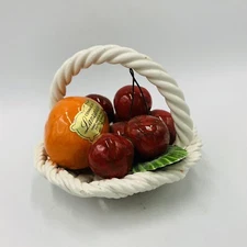 Lanzarin Vintage Italian Woven Basket w/ Handle Fruit Cherries