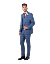 Men 3 Piece Prince of Wales Check Suit Classic Tailored Fit Formal Wedding Party