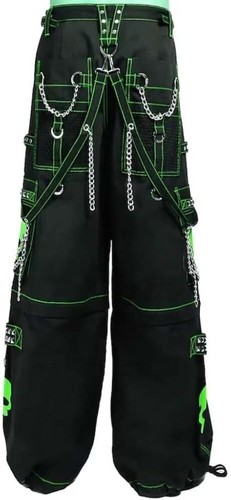 New Gothic Pant Green Super Skull Cyber Chain Goth Jeans Punk Rock EMO Trousers - Picture 4 of 5