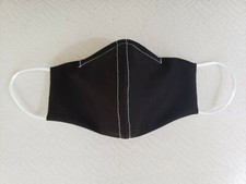 Handmade Face Mask filter pocket nose bridge triple layer black plain color