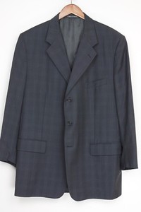 Détails Sur Corneliani Hommes Costume Manteau 46l Gris à Carreaux 3 Bouton Veste Laine Ne à