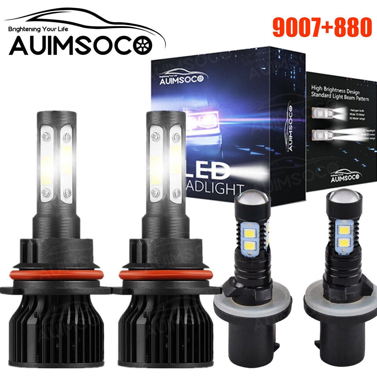 For Dodge Dakota 1997-2000 - LED Headlight Bulbs Hi/Lo Beam + Fog Light Bulbs