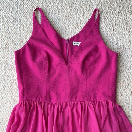 Abito The Population Alicia Chiffon Pizzo Fit & Flare Midi Abito Scuro Fucsia Med - Foto 5 di 12