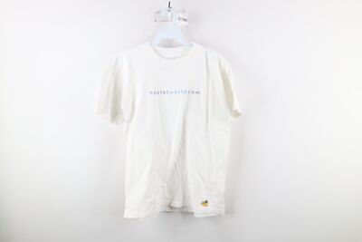 Vintage 90s Streetwear Mens Small Spell Out Hostel World Short Sleeve T-Shirt