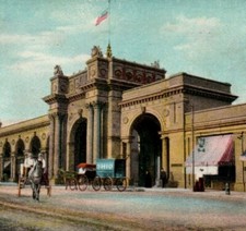 Union Station Columbus Ohio Penny Postcard 1909 Horse Drawn Delivery Wagon 