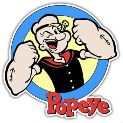 2 St POPEYE Aufkleber Sticker Spinat Comic Retro Kult TV Oldschool 10cm OEM 