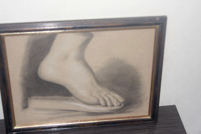 Fine Art Zeichnung Studie eines Fußes signiert